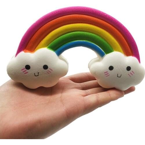 Kawaii Rainbow White Cloud Soft Squeeze Toys For Children Adult Slow Rising Scented Squeeze Stress Relief Toys Kids Xmas Gift