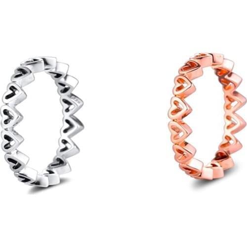 Rings silver 925 original Freehand Hearts Ring For Woman Jewelry Making Fashion European Rings Silver Jewelry