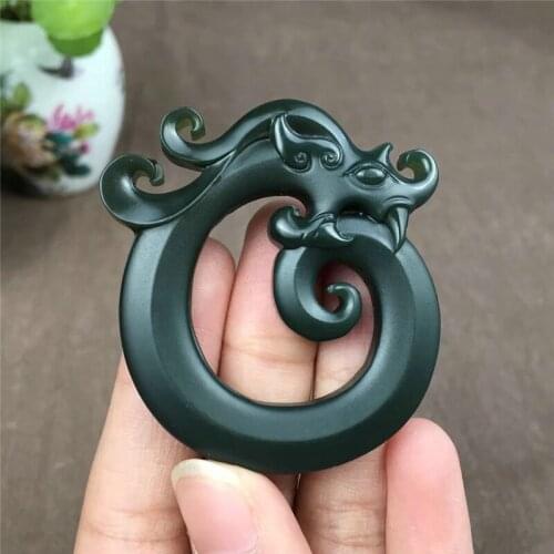 Hetian Yuqing Yuxiang Dragon Pendant Sapphire Fine Art Crafted Antique Dragon Jade Pendant hollowed out carving p hp18