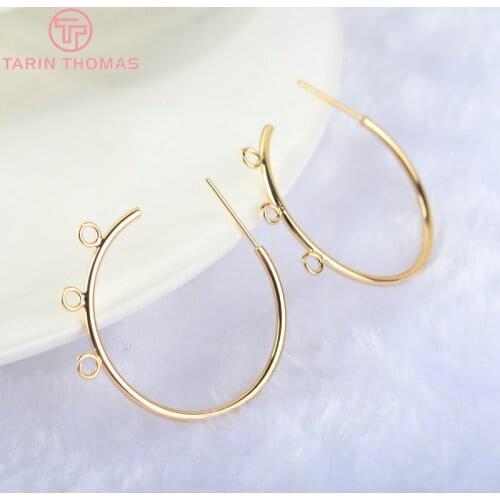 6PCS Diameter 33MM 24k Gold Color Brass Round Shape Wire Earrings Loop High Quality Diy Accessories Jewelry Findings