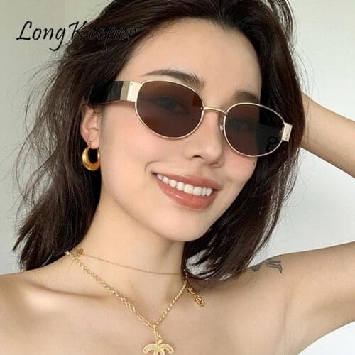 Longkeeper Fashion Oval Sunglasses Women Vintage Small Oval Sun Glasses Luxury Glasses Brand Design Retro Punk Eyeglasses Oculos