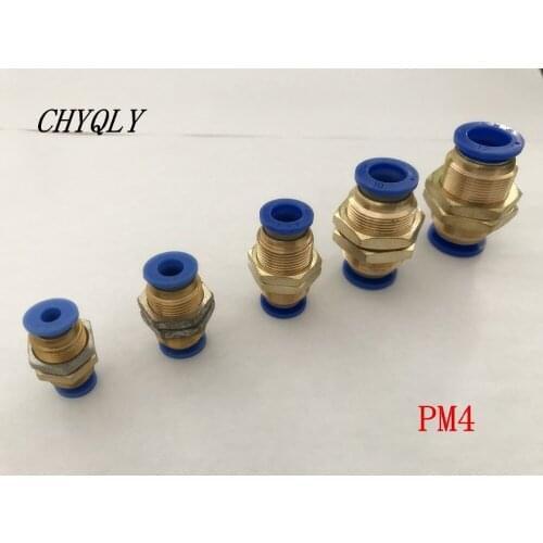 LOT5 PM4 M12x1.0 Tube Size 4mm One Touch Push In Tubing Bulkhead Union Connector