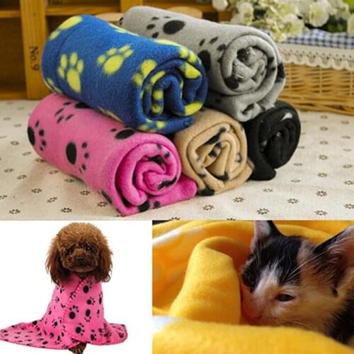 Pet Mat Soft Warm Coral Fleece Paw Print Design Pet Puppy Dog Bed Dogs Cat Mat Blanket Bed Sofa Pet Cushion Cover Pet Supplies