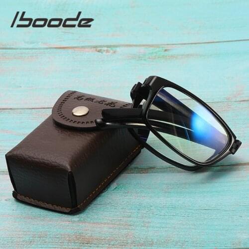 Iboode Unisex Folding Reading Glasses With Leatehr Case +1.0 +1.5 +2.0 +2.5 +3.0 +3.5 +4.0 Anti Blue Light Presbyopia Eyeglasses