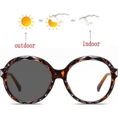 Leopard Clear Sun Myopia Glasses Women Transparent Photochromic Sunglases Nearsighted Eyeglasses 0,-1.0~-6.0 NX