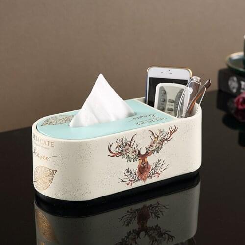 Tissue Box Desktop Organizer Durable Multifunctional Remote Paper Holder Pencil Rack For Office Home Resin Creative Storage Boxs