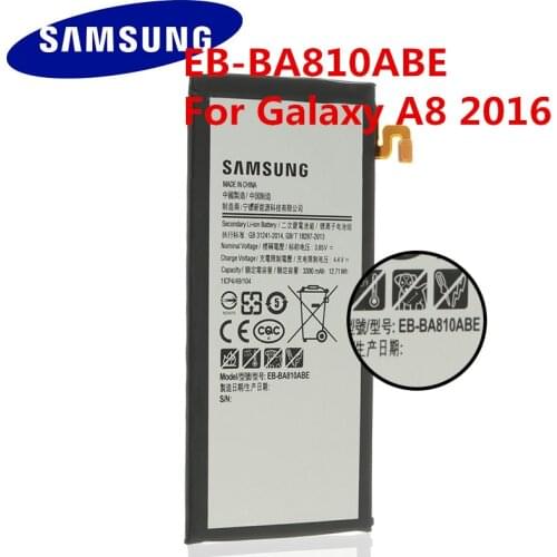 Samsung Original EB-BA810ABE Battery For Samsung Galaxy A8 2016 SM-A810F A810F A810 Genuine Replacement Phone Battery 3300mAh