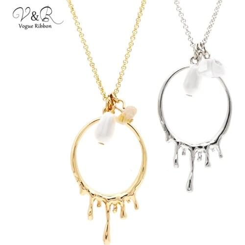 2020 Newest Material Liquid Melting Metal Pendent Necklace For Women Initial Necklace Good Luck Tassel Necklace Gold