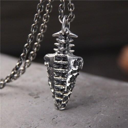 Retro Thai Silver S925 Sterling Silver Fashion Stone Age Short Weapons Pendant Men And Women Pendant