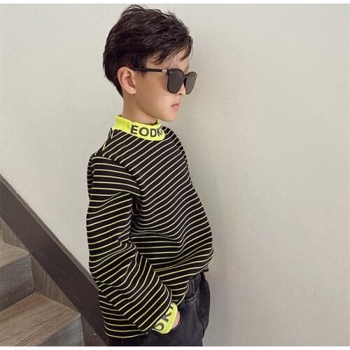 2 3 4 5 6 7 Years Toddler Boys Shirts Korean Fashion Thick Striped Long Sleeves Sweatshirt For Boy Kid Clothing New Arrival 2020