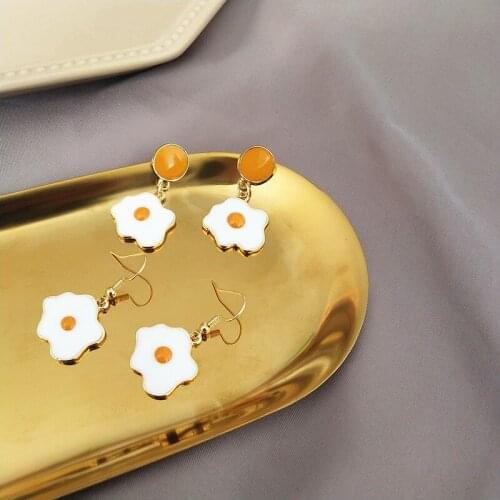 Timlee E055 New Personality Originality Poached Egg Alloy Drop Earrings,Fashion Accessories Wholesale