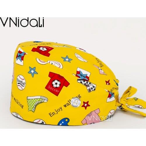 Cartoon sports pattern printing Nurse Cap Dentist Cap Kitchen Laboratory Beauty Salon Dust Cap Pet shop nursing Cap/hat
