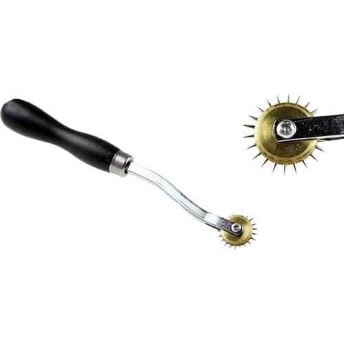 Sewing Wheel Leather Sewing Stitch Roulette Marker Practical Wood Handle Leather Fabric Serrate Tracing Wheel Sewing Tool