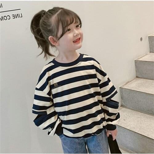Girls' Sweatshirts Babys Kids Coat 2021 Stripe Spring Autumn Top Toddler Pullover Beach Overcoat Outdoor Cotton Childrens Clot