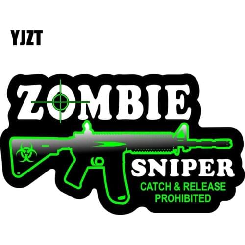 YJZT 19.5x11.1cm Cartoon ZOMBIE Sniper Bio Hazard Retro-reflective Decal Funny Motorcycle Car Sticker C1-8060