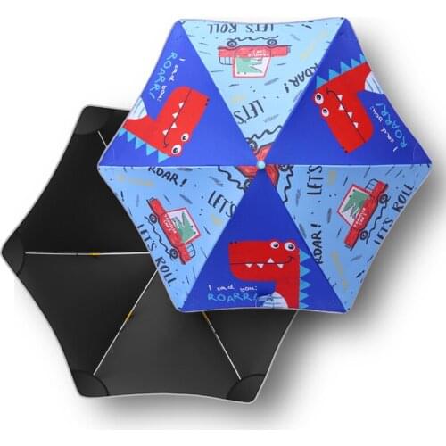 Cartoon childrens umbrella straight bone long handle rain umbrella black glue round corner childrens umbrella sunshade