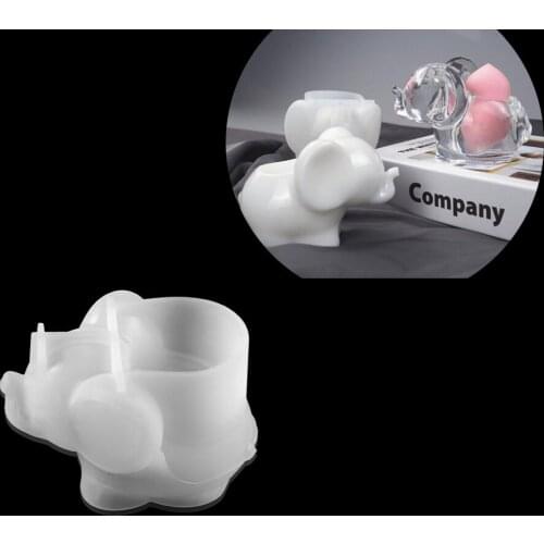 1Pcs 3D Elephant Shape Makeup Storage Silicone Mold UV Epoxy Resin Casting Moulds For DIY Jewelry Crafts Decoration Making Tools
