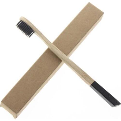 FDA Certification 2Pcs/Set 18.5cm Flat Handle Cheap Adult Natural Bamboo Best Good Toothbrush Tooth Brush