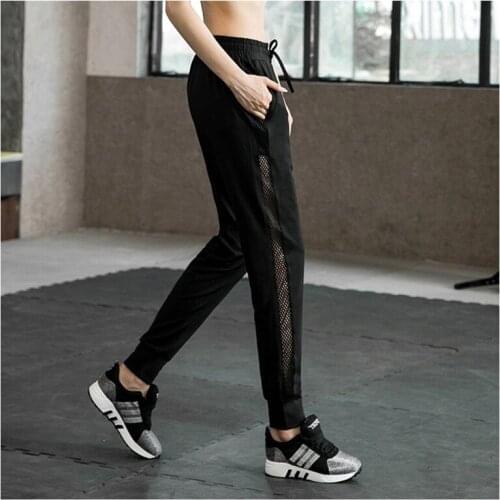 2021 Side Mesh Breathable Running Sport Joggers Women Quick Dry Athletic Fitness Sweatpants High-waist Thin Casual Harem Pants