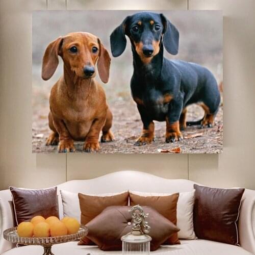 3d Diamond Embroidery Three Dachshund Dog Professor Diamond Painting Puppy Square Round Diamond 5d Cute Pet Home Decoration