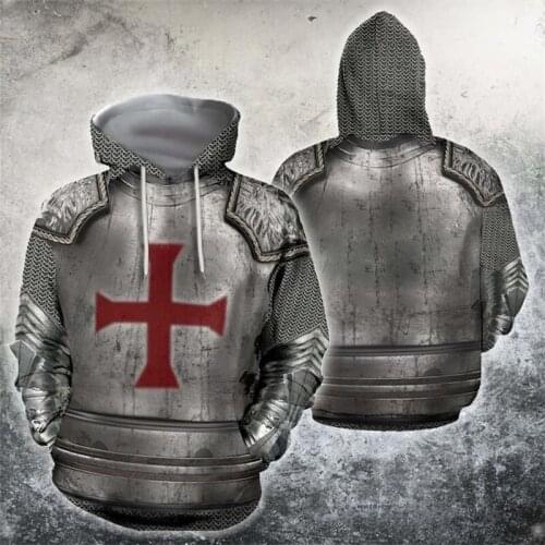 3D All Over Printed armor Knights Templar Hoodie Harajuku Fashion Hooded Sweatshirt Cosplay costume Autumn Unisex hoodies SJ-111