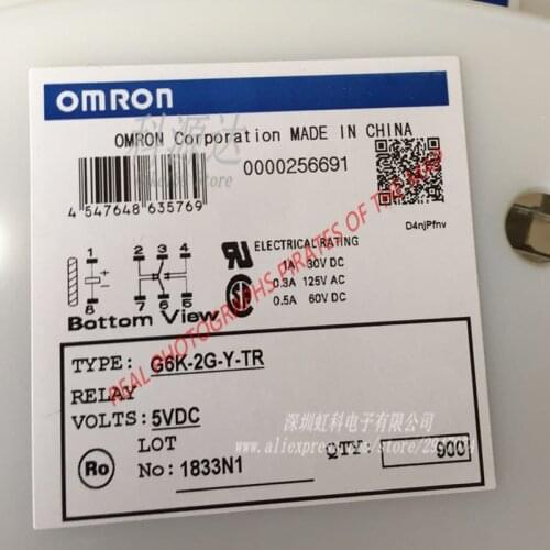 5pcs/lot G6K-2G-Y-TR DC5 5VDC DPDT G6K-2G-TR In Stock