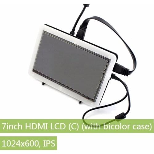 7inch Capacitive Touch Screen LCD (C) with Bicolor Case,1024×600, HDMI,IPS,Supports of Raspberry Pi/PC,Windows 10/8.1/8/7