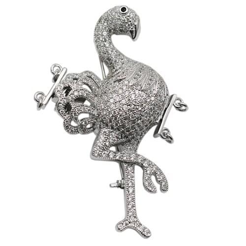 Beadsnice Silver 925 Animal Findings CZ Pave Clasp Brooch Multi Strand Necklace Making Accessories ID35291