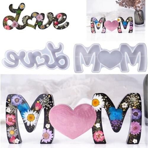 Large Mom Love Letter Pendant Resin Mold Mother 's Day Love Sign Word Mold Silicone Mold Epoxy Resin Molds Craft Tool