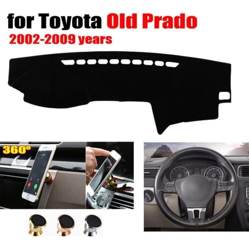 Car dashboard cover For Toyota old Prado 2002-2009 Left hand drive add 38cm Leather steering wheel cover and phone holder