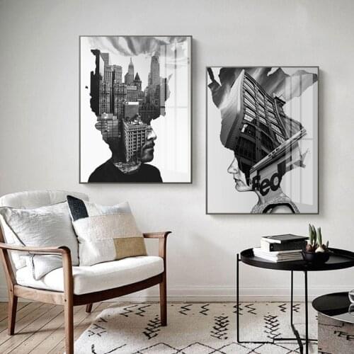 Black White Photography Poster Creative Canvas Painting Cityscapes Portraits Print Modern Wall Art Picture for Living Room Decor
