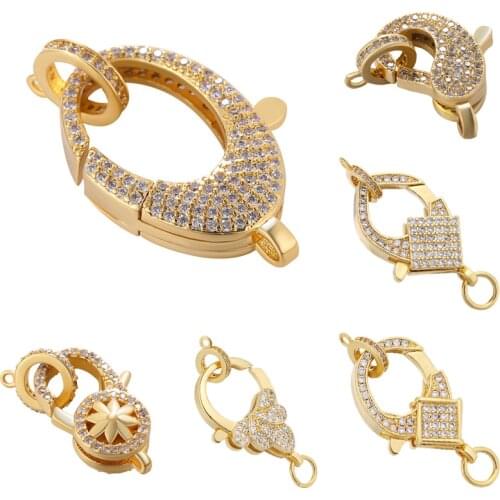 JUYA 5 Pcs\lot Wholesale Cubic Zirconia Fastener Clasps Connectors DIY Handmade Jewelry Findings Accessories For Jewelry Making