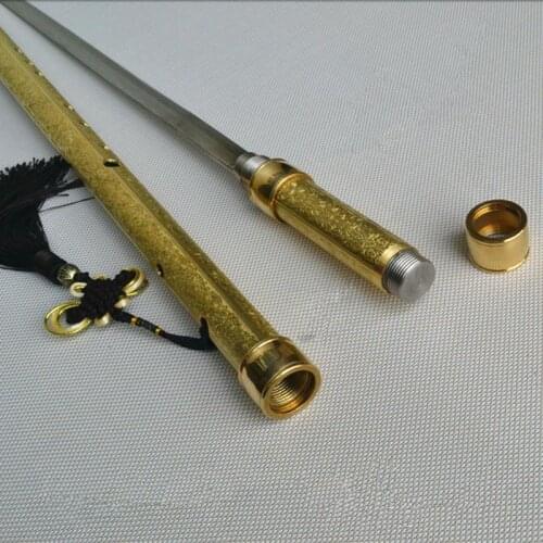 Brass Metal Flute Xiao Sword F Key Tai Chi Bodybuilding Flauta Martial Arts Transverse Flute Self-defense Weapon