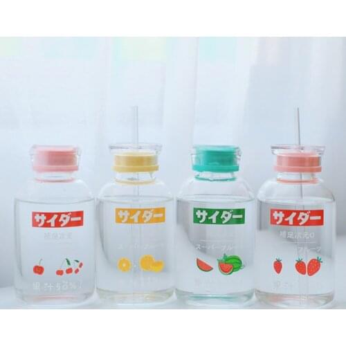 450ml Cute Transparent Glass Watermelon water Cup With Straw Environmental Protection Glass water cup Couple Gift Water Bottle