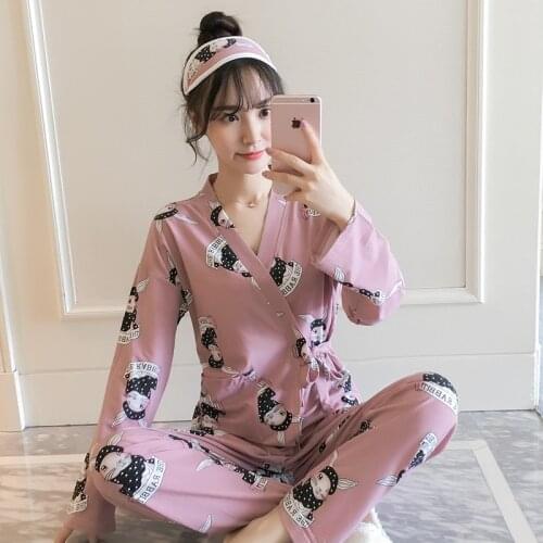 Fashion New 2021 Japanese-style Kimono Cotton Long Sleeve Pajamas Suit Female Casual Pajamas Set Two-piece Homewear Loungewear