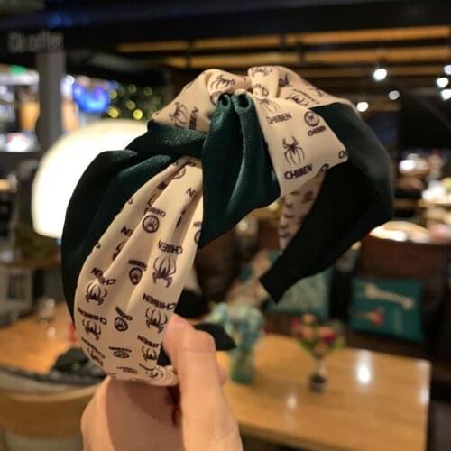 Japanese and Korean pattern cloth simple letters solid color knotted wide-brimmed hair hoop head hoop bundle hair hoop