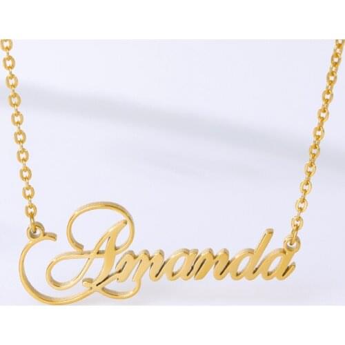 Charming Cursive Name Necklace Custom Jewelry Stainless Steel Rose Gold Personalized Nameplate Pendant Necklace Gifts For Women