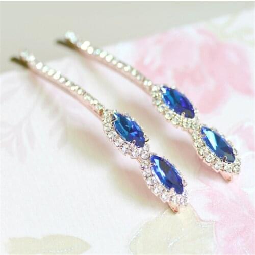 Charm Hair Wedding Accessories Gold Color Metal Hair Clip High Quality Colorful Rhinestone Crystal Flower Barrettes Hair Jewelry