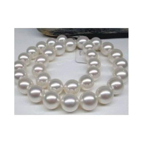 HUGE 17"AAA+ 11-12MM PERFECT ROUND SOUTH SEA WHITE PEARL NECKLACE>Selling jewerly free shipping