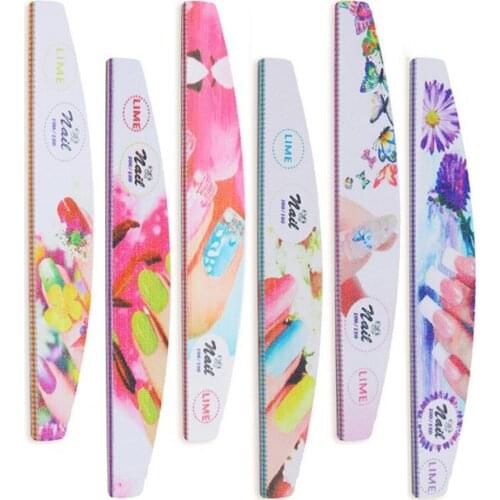 6Pcs/Set Flower Printed Nail-Files Colorful Nail Polisher Double Side Sandpaper Professional Manicure Tools