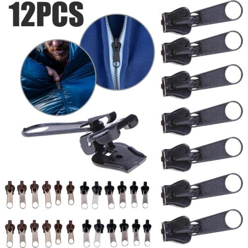 12pcs/Set Universal Zipper Sliders for Backpack Tent Clothes Jacket Sleeping Bag Fix Zipper Repair Kit Replacement