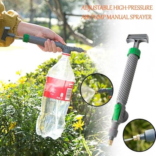 Portable High Pressure Air Pump Manual Sprayer Adjustable Drink Bottle Spray Head Nozzle Garden Watering Tool