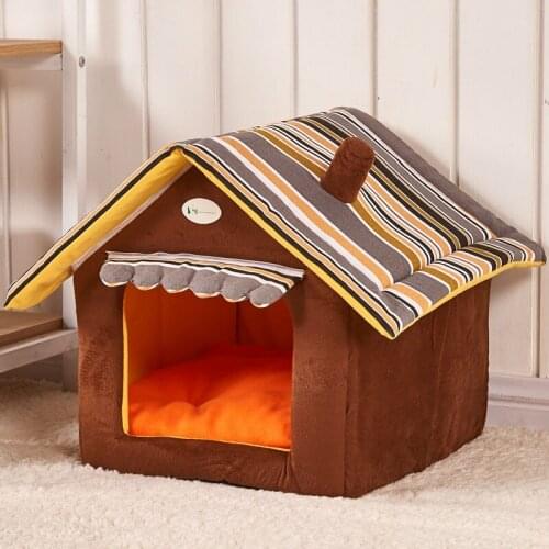 Luxury Striped Removable House Dog Pet Bed Warm Soft Small Medium Dogs Kennel Pet Sleeping Bag Cat Dog Bed House Cama Perro