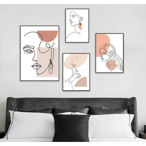 Modern Minimalist Line Painting Abstract Figure Canvas Paintings Nordic Posters And Prints Wall Pictures for Living Room Decor