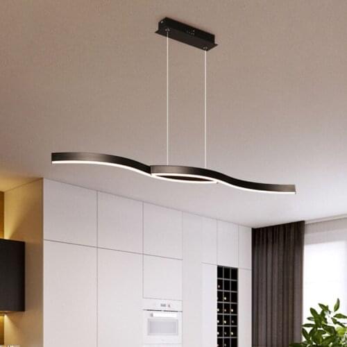Pendant Light Modern Simple Wave Shape LED Hanging Lamp Dining Living Room Metal Painted Finishes Home Decor Lighting Fixtures