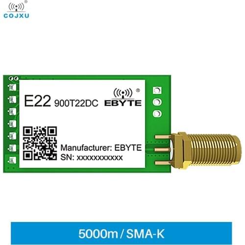 2pcs SX1262 LoRa Spread Spectrum Wireless Module 22dBm Long Distance 5.5km UART Small Size Low Power Consumption E22-900T22DC