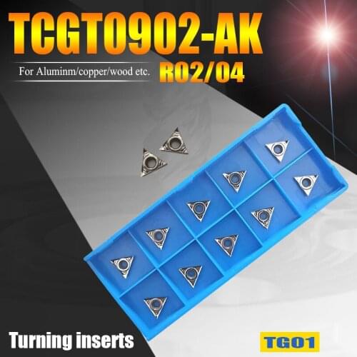 TCGT090202-AK TCGT090204 Trangle External Lathe Turning Tools Boring Carbide Inserts CNC Cutter for Aluminum/Copper/Wood-Work