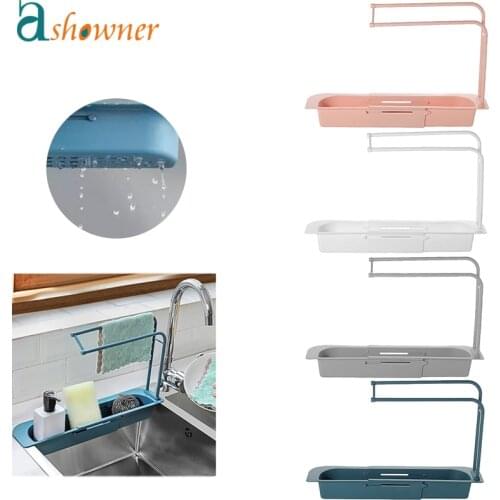 Newest Kitchen Drainer Telescopic Sink Rack Storage Basket Bag Faucet Holder Adjustable Bathroom Holder Sink kitchen accessories