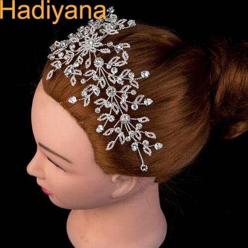 Tiara And Crown HADIYANA Luxury Wedding Princess Queen Graceful Temperament Rhinestone Headband Cubic Zirconia BC4515 Sombreros