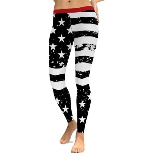 [You're My Secret] 2021 New Star Printed Legging Spring Stripe Casual Trousers Black White Patchwork Women Leggins Plus Size